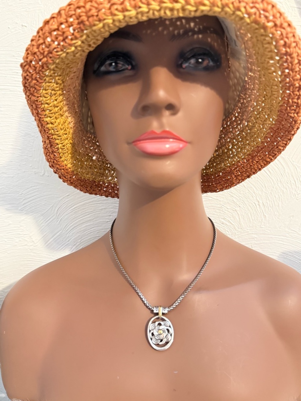 Brighton Two-Tone Floral Pendant Necklace - Silver and Gold - Picture 5 of 11